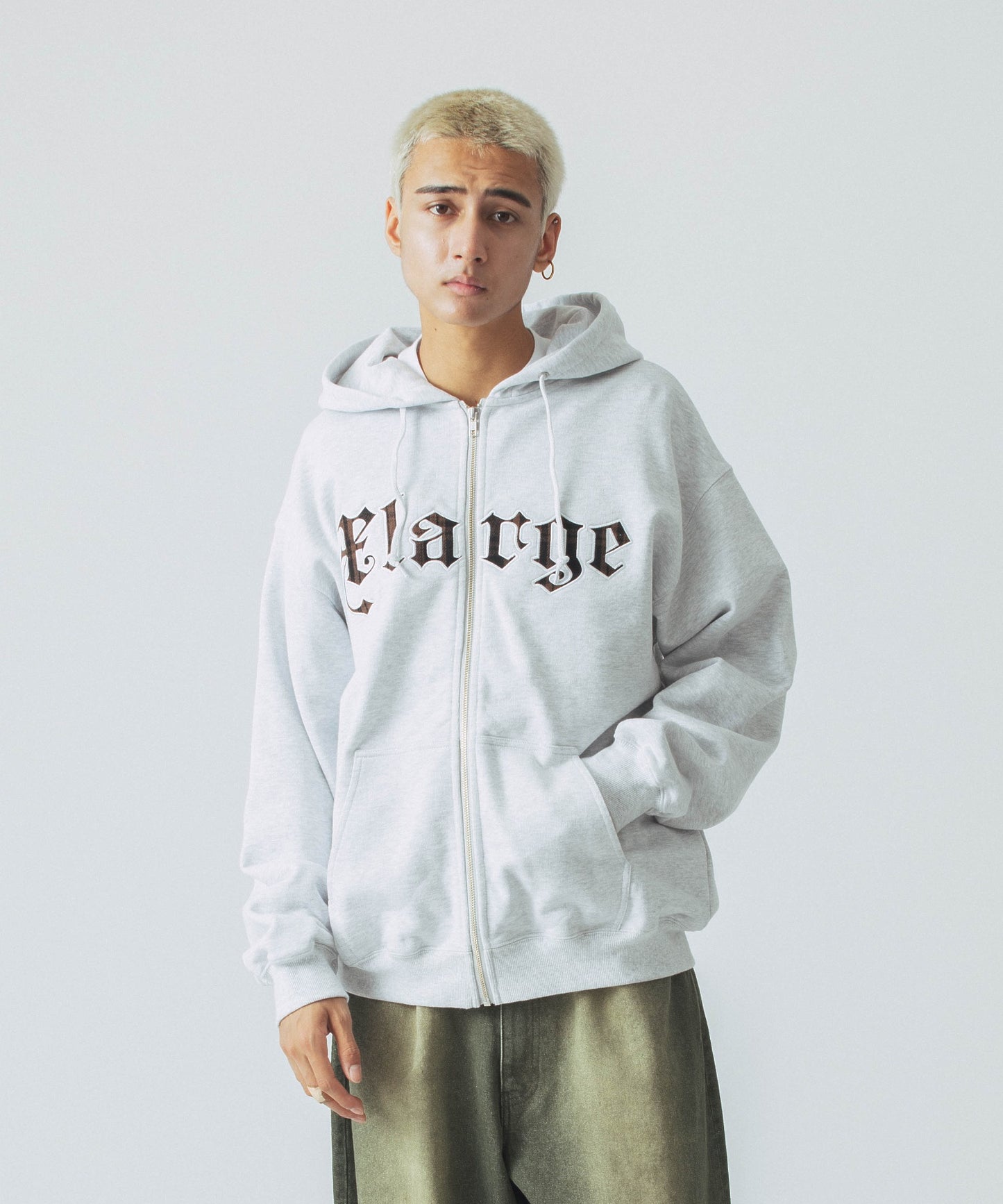 PATCHED LOGO ZIP UP HOODIE SWEATSHIRT