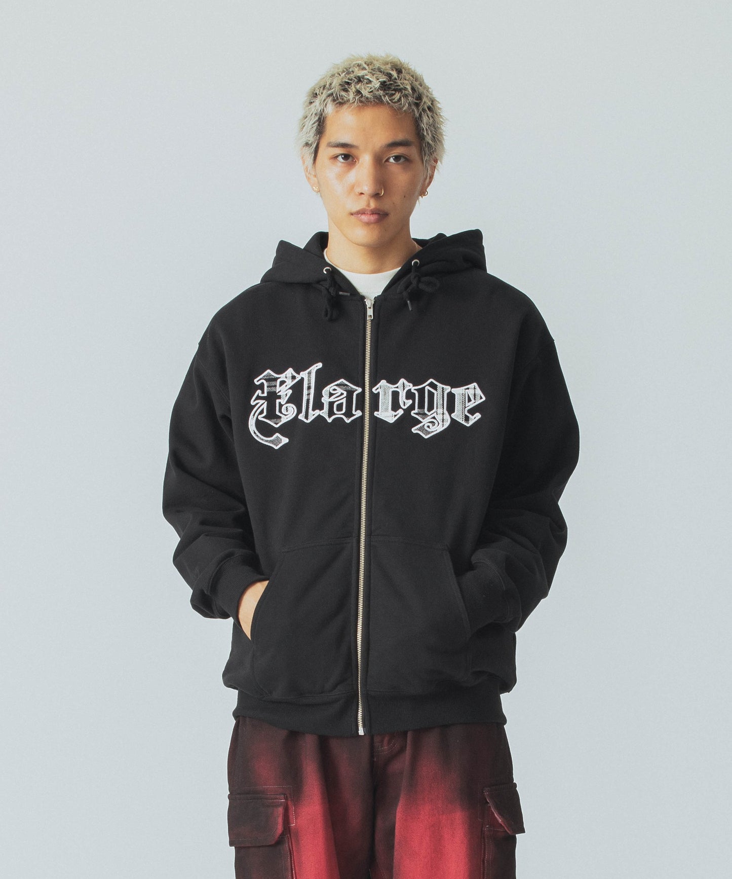 PATCHED LOGO ZIP UP HOODIE SWEATSHIRT