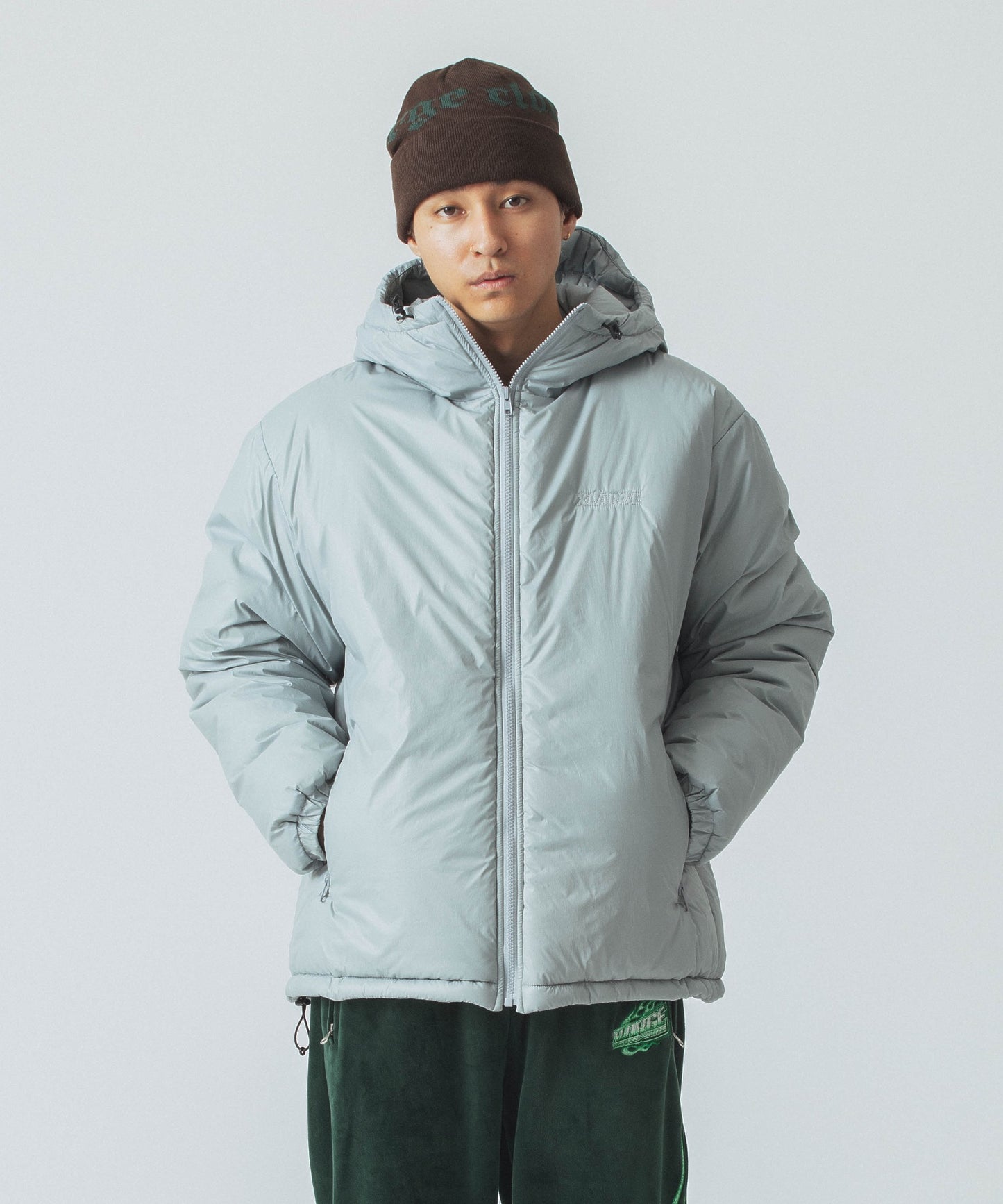 QUILTING LOGO HOODED PUFFER JACKET