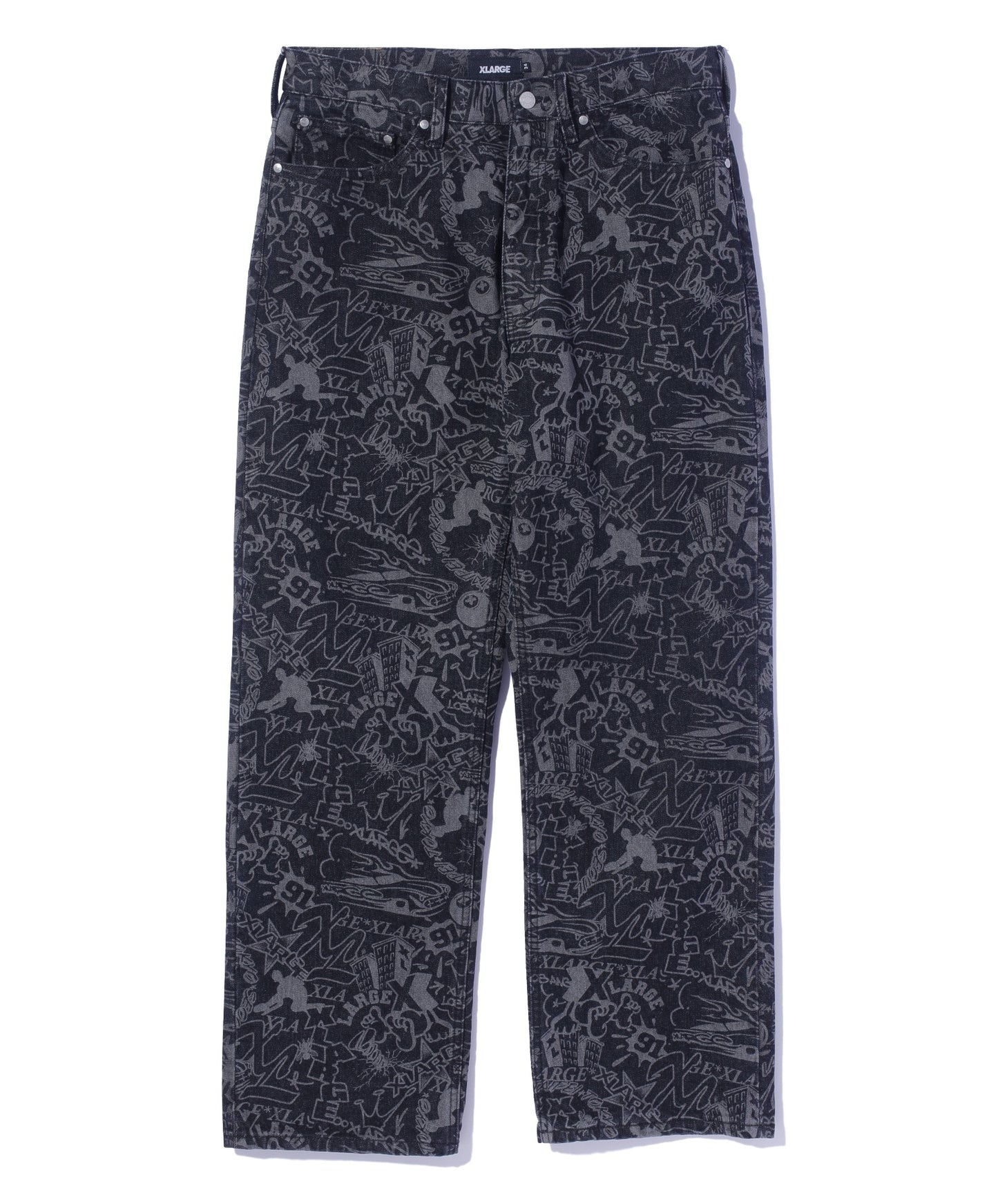 DISCHARGE PRINT DENIM PANTS