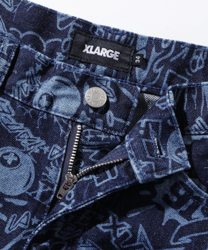 DISCHARGE PRINT DENIM PANTS