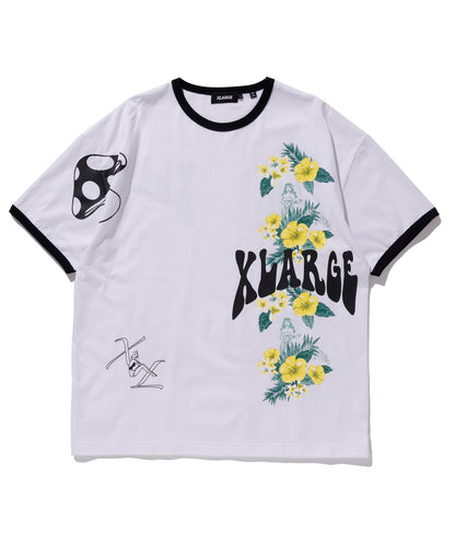 S/S FLORAL PRINT RINGER TEE T-SHIRT XLARGE  